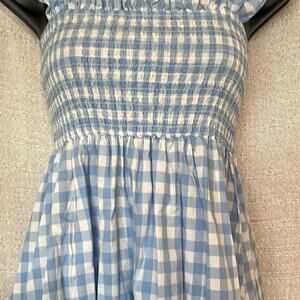 💙🤍Blue & White Gingham Dress 100%Cotton - Cottagecore Summer Picnic Maxi Dress